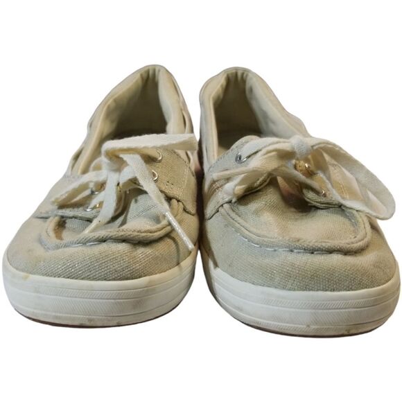 Keds Ortholite Silver Metallic Linen Boat Shoe Size 7 - Picture 2 of 7